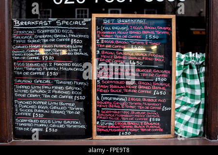 Il menu della prima colazione pensione completa inglese cafe speciale set Foto Stock