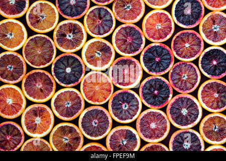 Citrus x sinensis. Arance sanguigne Pattern Foto Stock