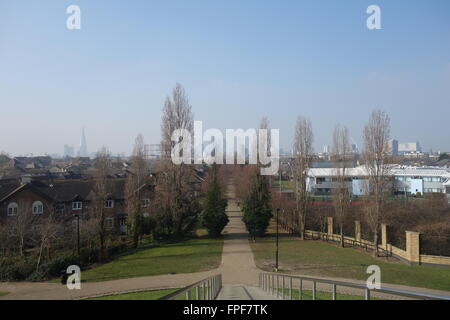 Vista dalla collina della doga , Rotherhithe, Londra SE16 Foto Stock