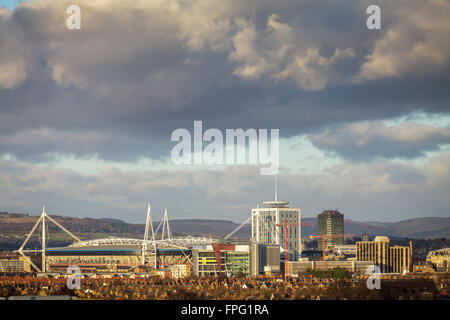 Viste di Cardiff , la capitale del Galles, UK, incluso Principato Stadium. Foto Stock