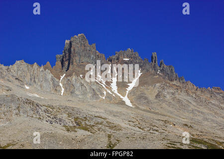 Cerro Castillo da nord-ovest, sopra Campamento Nueva Zelandes, Patagonia, Cile Foto Stock