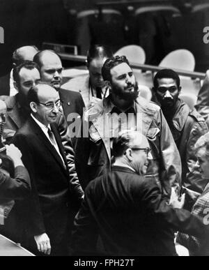 Fidel Castro all Assemblea Generale delle Nazioni Unite nel settembre 1960. Foto Stock