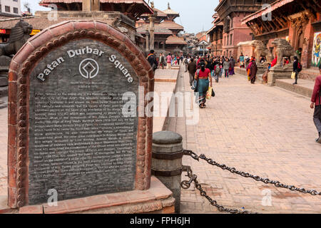 Il Nepal, Patan. Durbar Square segno, rilevando la Storia e status di Patrimonio Mondiale. Foto Stock