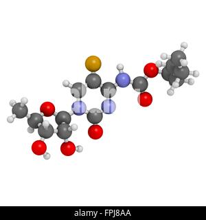 Capecitabine Cancro molecola di farmaco. Profarmaco di 5-fluorouracile (5-FU). Gli atomi sono rappresentati come sfere con c venti al colore Foto Stock