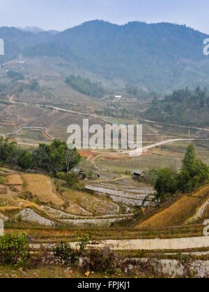 Una vista di campi di riso intorno a Sapa, Vietnam Foto Stock