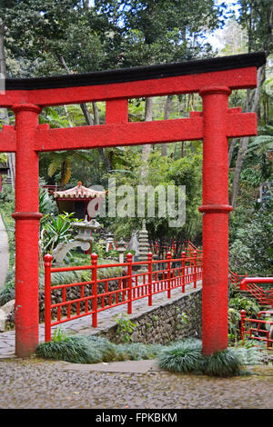 Funchal, giardino cinese nel giardino tropicale del Monte Foto Stock