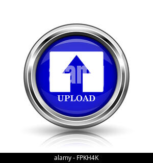 Icona di caricamento. Lucida lucido pulsante internet su sfondo bianco. Foto Stock