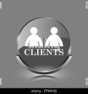 L'icona di client. Lucida lucido pulsante internet su sfondo grigio. Foto Stock
