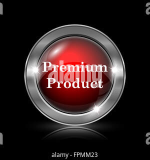 Prodotto Premium icona. Internet metallico pulsante su sfondo nero. Foto Stock
