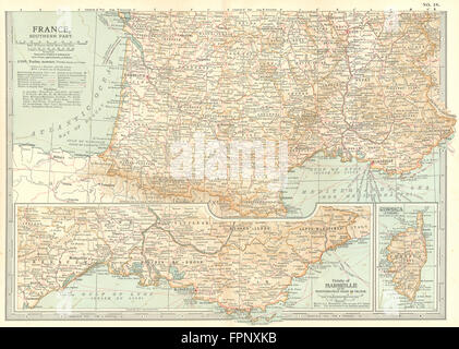 Francia sud:mostra le battaglie chiave/date/Napoleonico guerre rivoluzionarie, 1903 Mappa Foto Stock