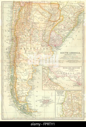 ARGENTINA Paraguay Uruguay Cile Brasile: mostra le battaglie/date.La Plata, 1903 Mappa Foto Stock
