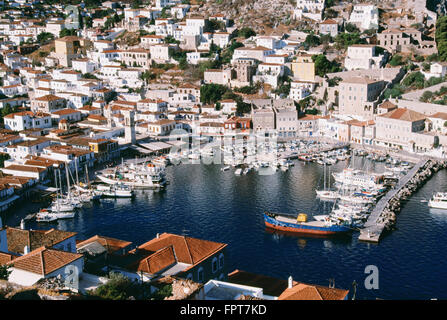 Hydra Harbour, Isole del Golfo Saronico, Grecia Foto Stock