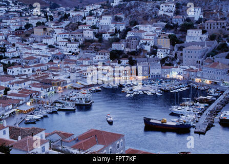 Hydra Harbour, Isole del Golfo Saronico, Grecia Foto Stock