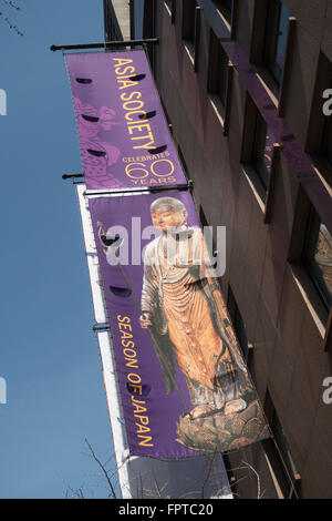 Asia Society facciata e Banner, NYC Foto Stock