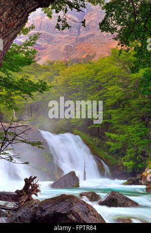 Fiume e cascata a El Chalten surrounduings. Santa Cruz Argentina. Foto Stock