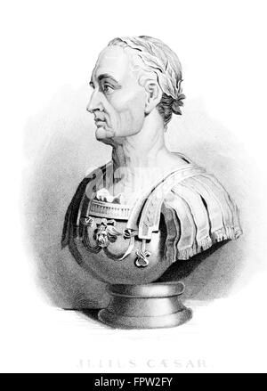 Busto Gaio Giulio Cesare profilo impero romano più generale dittatore assassinato -44 su marzo 15 Guardatevi idi di marzo Foto Stock