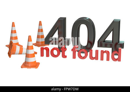 404 Non trovato concetto isolato su sfondo bianco Foto Stock