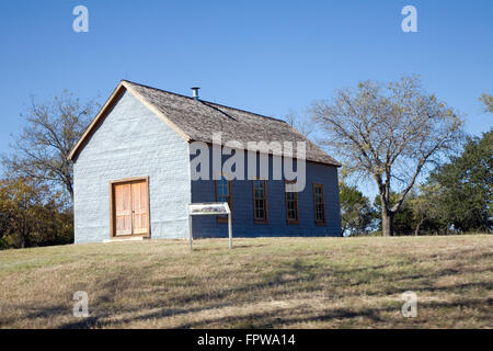 Quattro-anno-vecchio Lyndon B. Johnson ha imparato a leggere in una camera Scuola di giunzione, Lyndon B. Johnson National Historical Park, TX. Foto Stock