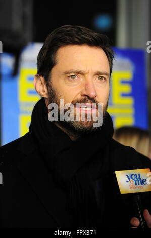 Lo screening di Chicago di Eddie "L'Aquila" a Kerasotes Showplace Icona - Arrivi con: Hugh Jackman dove: Chicago, Illinois, Stati Uniti quando: 16 Feb 2016 Foto Stock