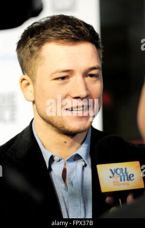 Lo screening di Chicago di Eddie "L'Aquila" a Kerasotes Showplace Icona - Arrivi con: Taron Egerton dove: Chicago, Illinois, Stati Uniti quando: 16 Feb 2016 Foto Stock