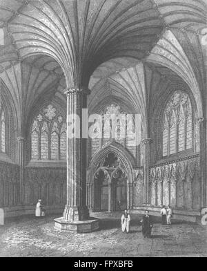 SOMT: Cattedrale di Wells Chapter House, antica stampa 1836 Foto Stock