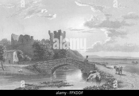 WESTMORLAND: Brough Castle: Westall: Kendal -Finden, antica stampa 1830 Foto Stock