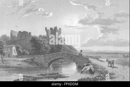 WESTMORLAND: Brough Castle: Westall: Kendal -Finden, antica stampa 1830 Foto Stock