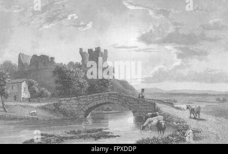 WESTMORLAND: Brough Castle: Westall: Kendal -Finden, antica stampa 1834 Foto Stock