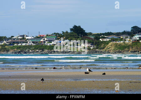 Riverton beach a bassa marea - Nuova Zelanda, Isola del Sud Foto Stock