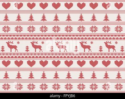 Natale a maglia pattern con caprioli, illustrazione vettoriale Illustrazione Vettoriale