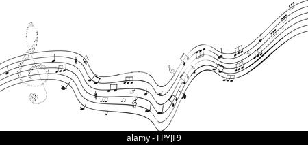 Note musicali su pentagrammi. illustrazione vettoriale Illustrazione Vettoriale