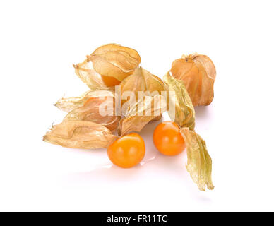 Cape gooseberry (physalis) isolato su sfondo bianco Foto Stock