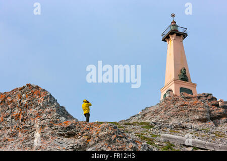 Tomba e Monumento a Dezhnev, Capo Dezhnev, la maggior parte orientale dell Eurasia, Estremo Oriente Russo Foto Stock