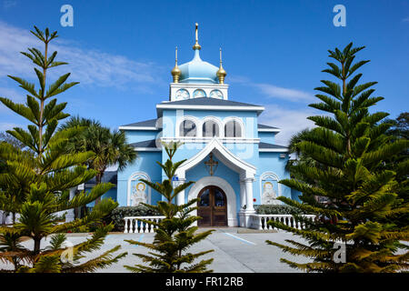 San Pietroburgo, Florida, St Chiesa ortodossa russa di Sant'Andrea, esterno, anteriore, ingresso, FL160211004 Foto Stock