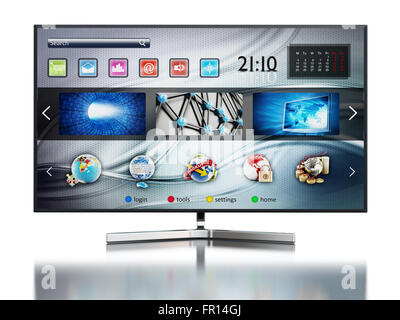 Smart TV con fittizio di design di interfaccia che mostra la schermata principale Foto Stock
