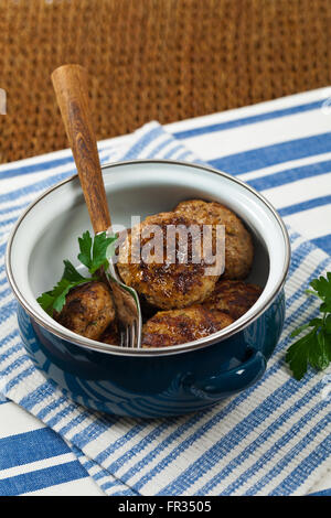 Cotolette di piccole dimensioni o di polpette di salsiccia Foto Stock