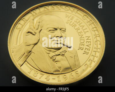 Churchill una moneta commemorativa Foto Stock