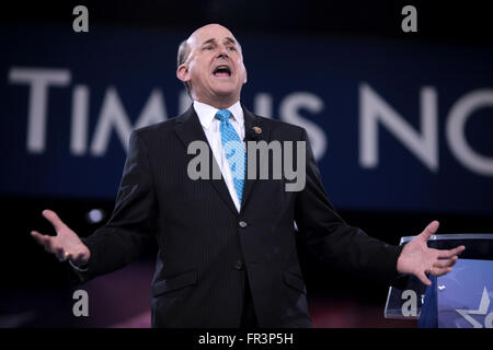Stati Uniti Rappresentante Louie Gohmert del Texas durante l annuale conservatore americano Unione CPAC conferenza presso il Porto Nazionale il 4 marzo 2016 in Oxon Hill, Maryland. Foto Stock