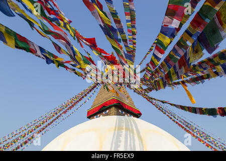 Kathmandu, Nepal - Dicembre 03, 2014: dettaglio della Stupa Boudhanath Foto Stock