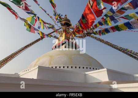 Kathmandu, Nepal - Dicembre 03, 2014: dettaglio della Stupa Boudhanath Foto Stock