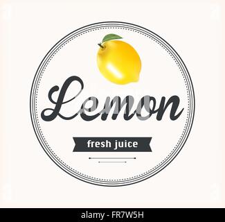 Il succo di limone. Vettore dettagliate etichetta. Illustrazione Vettoriale