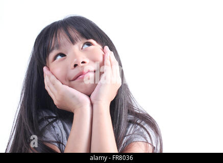 Ritratto di giovane ragazza carina su sfondo bianco. Foto Stock