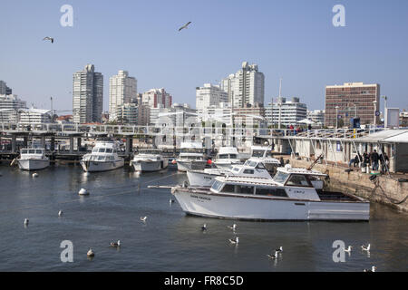 Barche ormeggiate nel porto di Nuestra Senora de la Candelaria Foto Stock