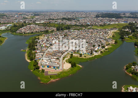Vista del cielo zona d'angolo del complesso nella regione di Grajau - città del sud Foto Stock