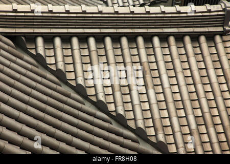 Giappone Tokyo, teatro Kabukiza, tetto, piastrelle, architettura dettaglio, Foto Stock