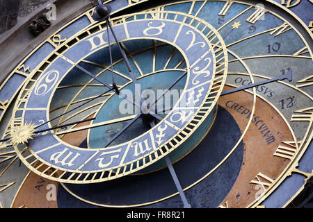 Dettaglio del clock atronomical in Staré Mesto, Praga, Repubblica Ceca Foto Stock