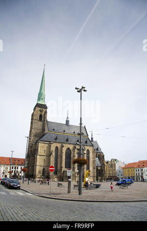 Cattedrale di San Bartolomeo sulla piazza mariana, a Pilsen, Repubblica Ceca Foto Stock