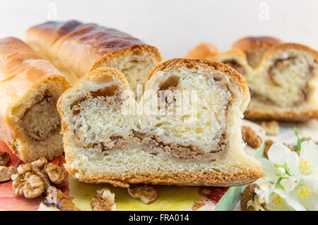 Strudel di noci close up Foto Stock