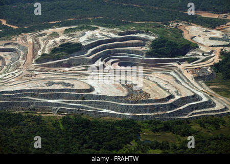 Vista aerea di miniere d'oro in Sierra Edge - area denominata Lavrinha Foto Stock