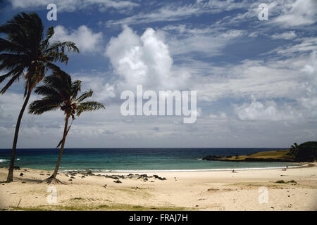 Spiaggia di Anakena - Isola di Pasqua Foto Stock